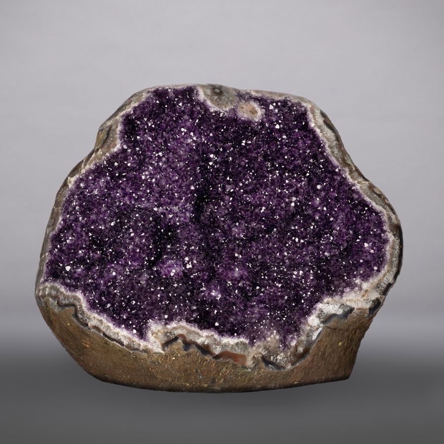 Massive Deep Purple Amethyst Crystal Geode Display