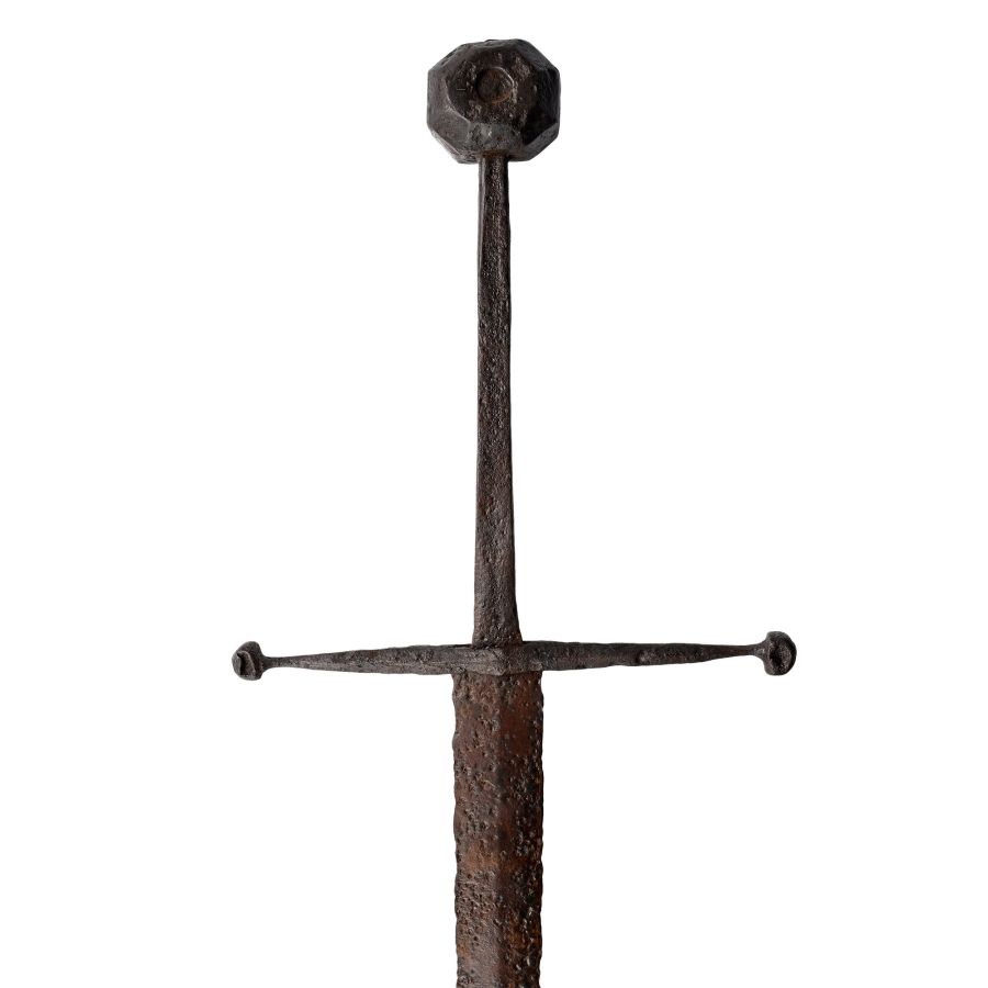 Medieval Knight's Iron Hand-and-a-Half Sword with Icosikaidigon Pommel