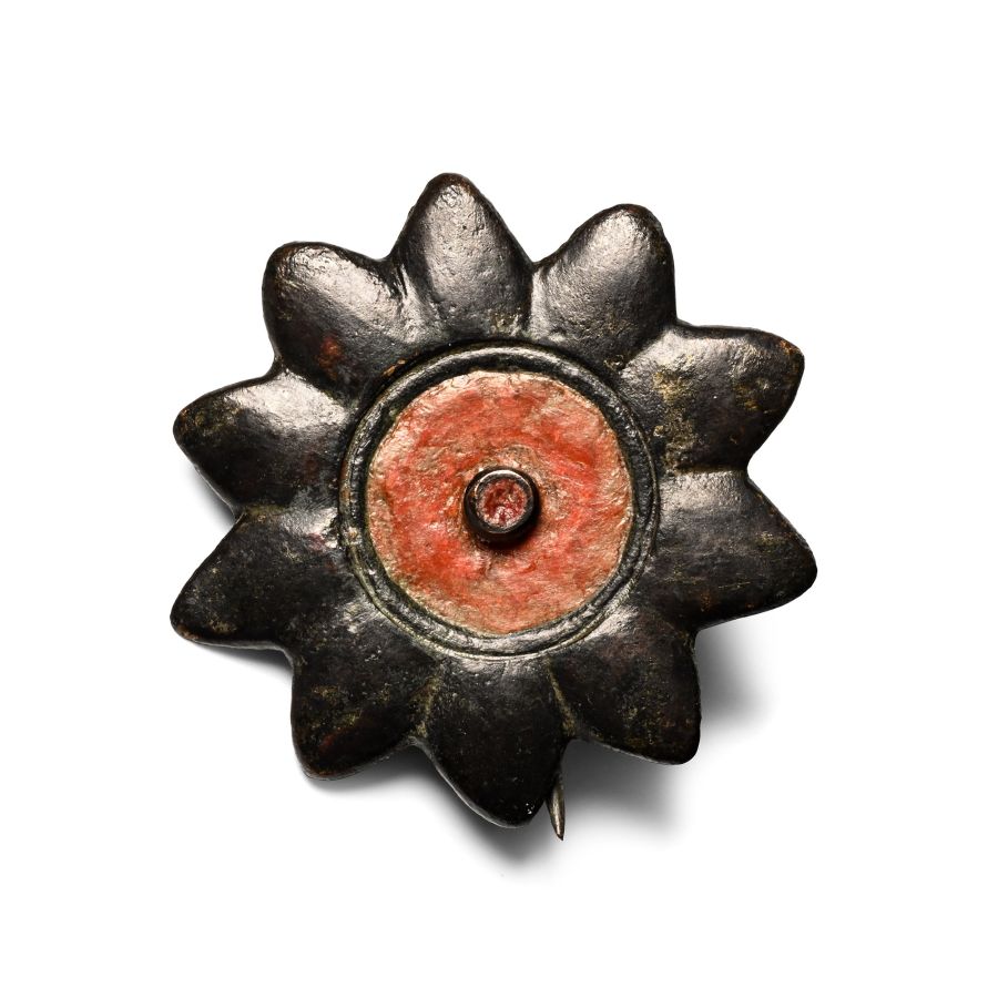 Roman Enamelled Bronze Flower-Shaped Plate Brooch