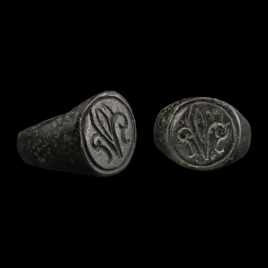 Medieval Bronze Ring with Fleur-De-Lys