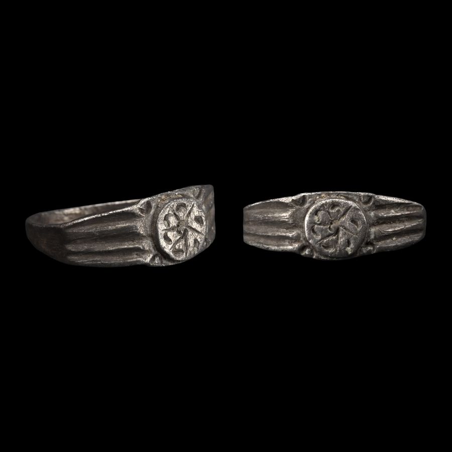 Roman Silver Ring with Sun-Wheel