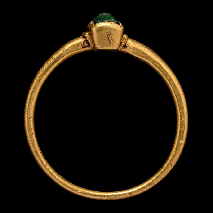 Medieval Gold Ring with Green Cabochon