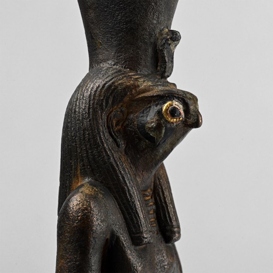Egyptian Bronze Figure of Horus Standing on an Oryx