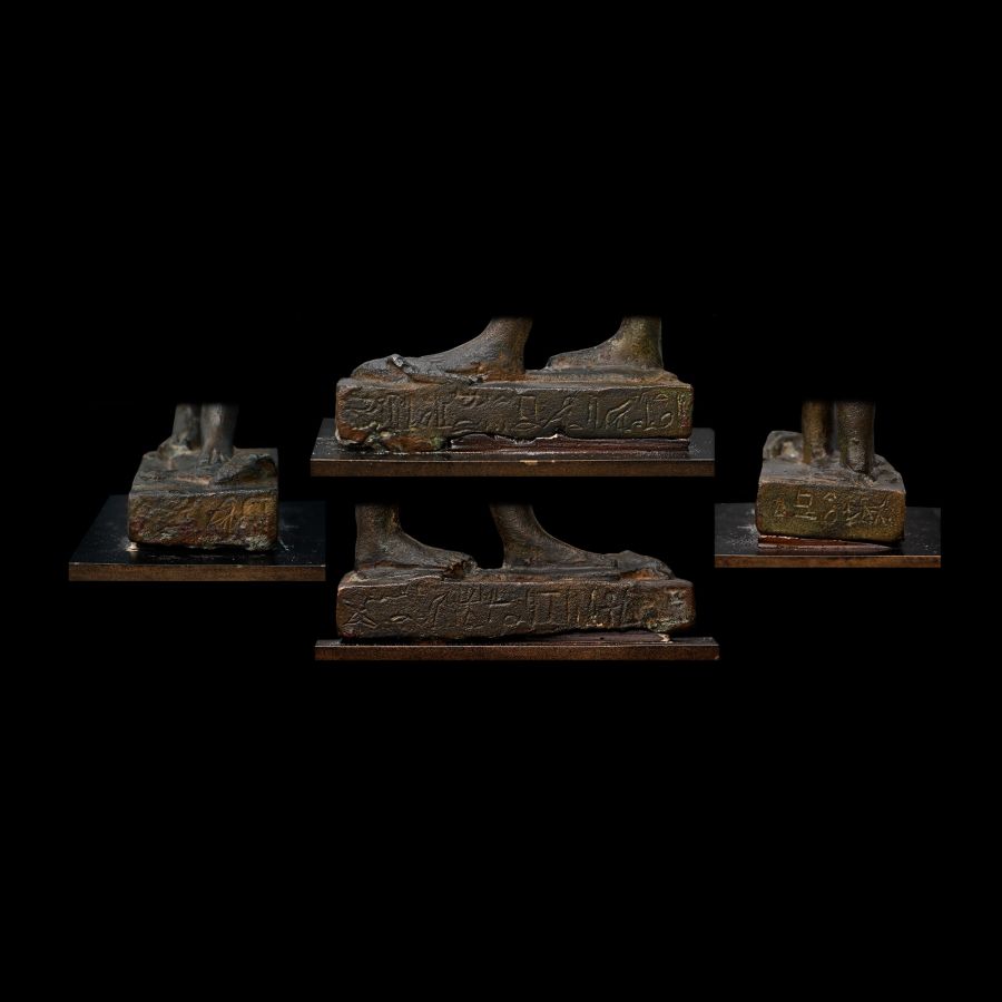 Egyptian Bronze Figure of Horus Standing on an Oryx