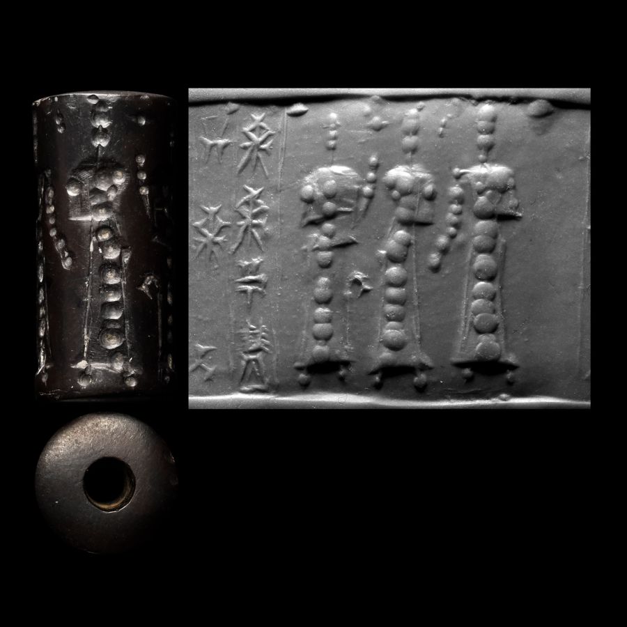 Old Babylonian Haematite Cylinder Seal with God Amurru