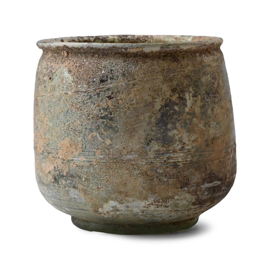 Roman Iridescent Glass Cup with Trail