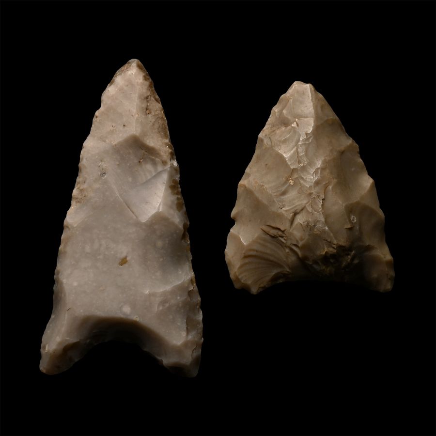 Large European Stone Age Arrowhead Group