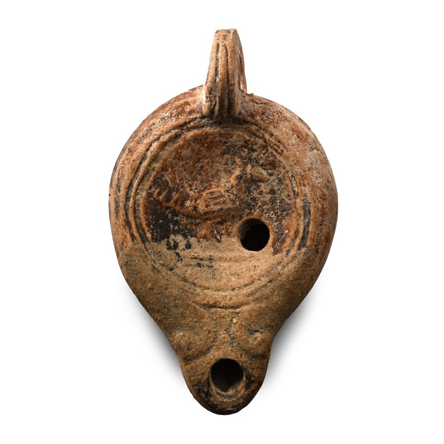 Roman Terracotta Oil Lamp with Bird Facing Right