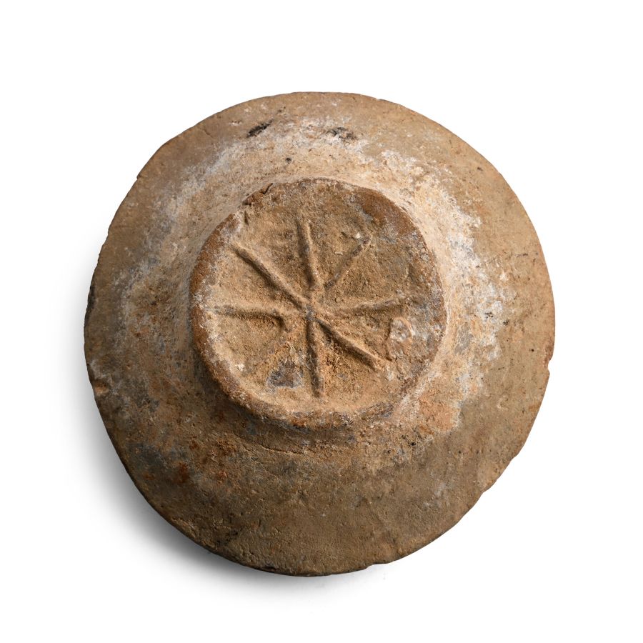 Byzantine Terracotta Oil Lamp with Grape Vines