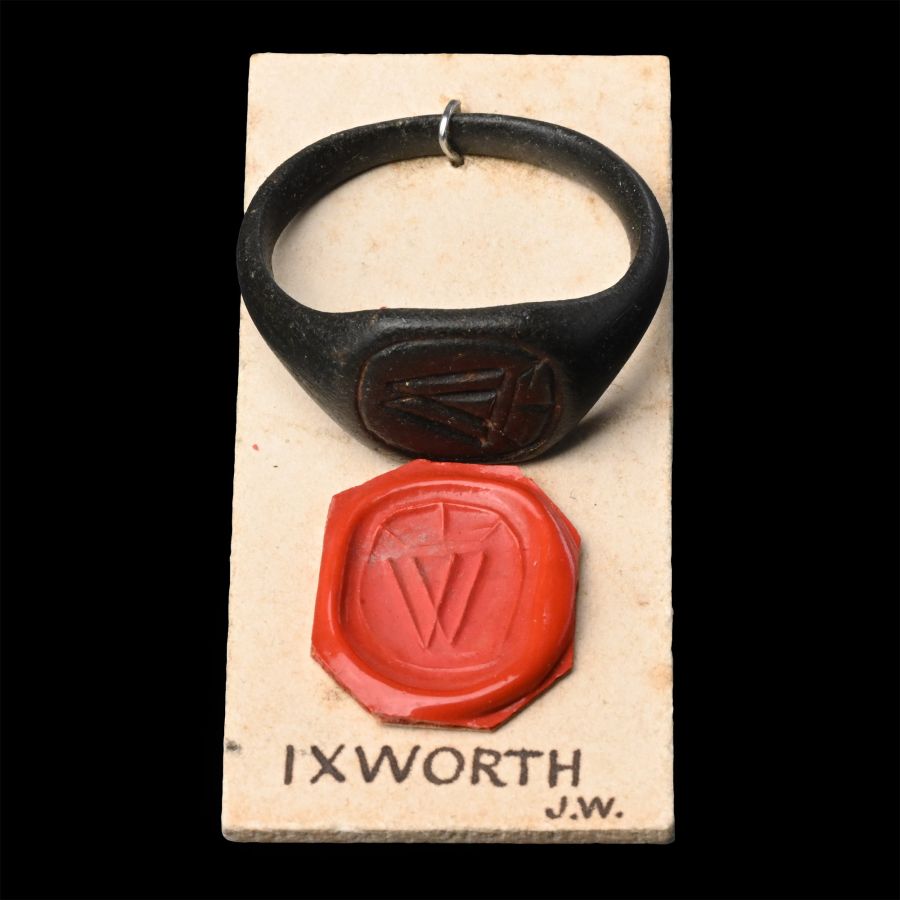 Large Medieval Bronze 'Ixworth' Signet Ring with Crowned W