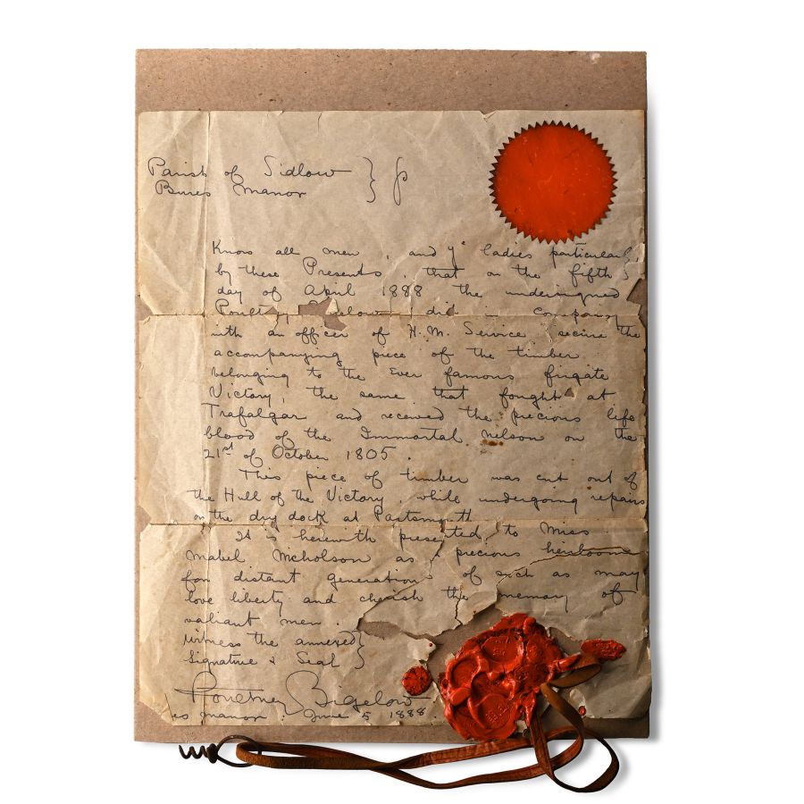 Original Timber Removed from HMS Victory in 1888 with Provenance Letter