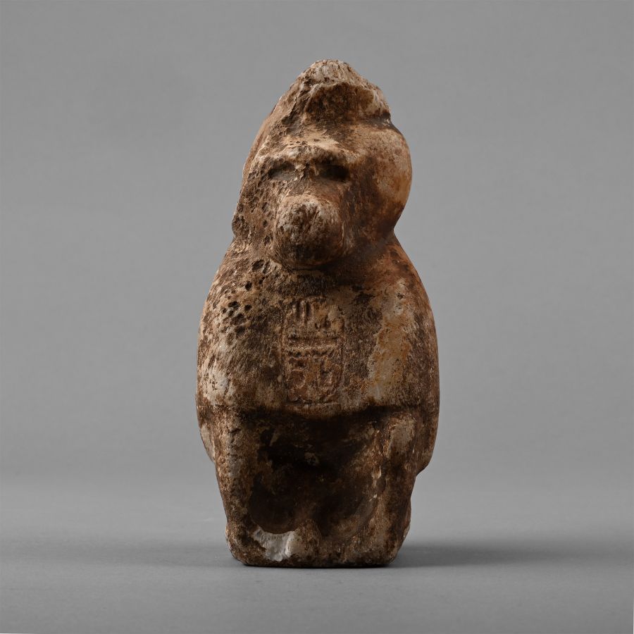 Egyptian Alabaster Baboon with Dedication to Queen Tiye