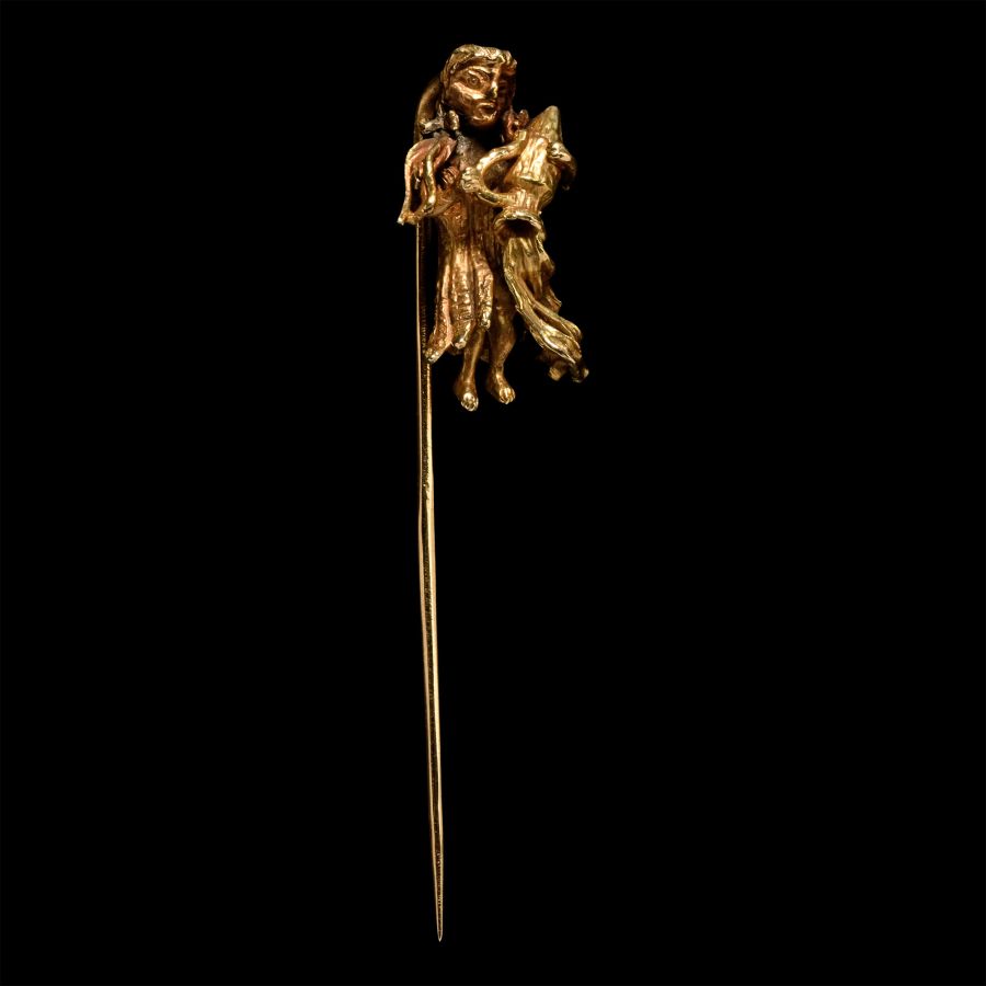 Post Medieval Gold Tie Pin of Aquarius