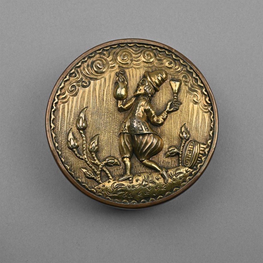 Silver-Gilt Tobacco Box with Drunken Man
