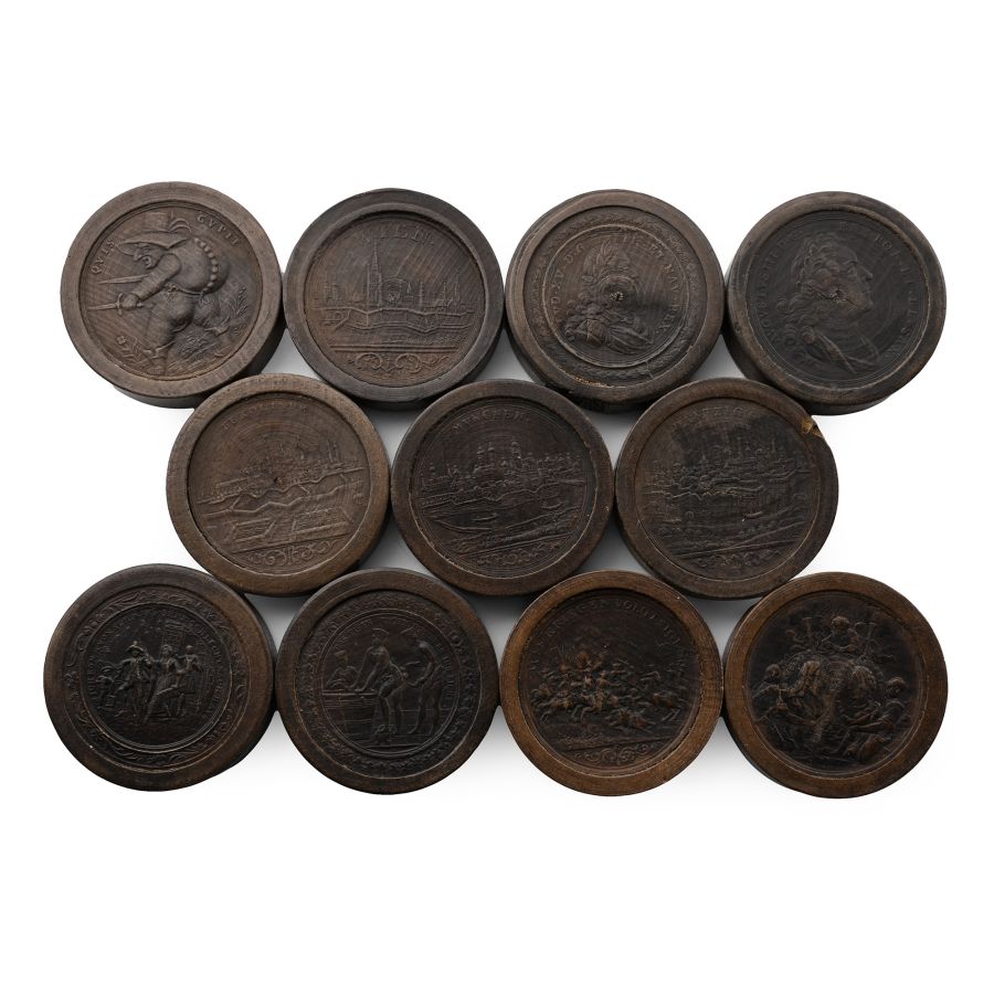 Post Medieval Stained and Natural Wooden Gaming Pieces