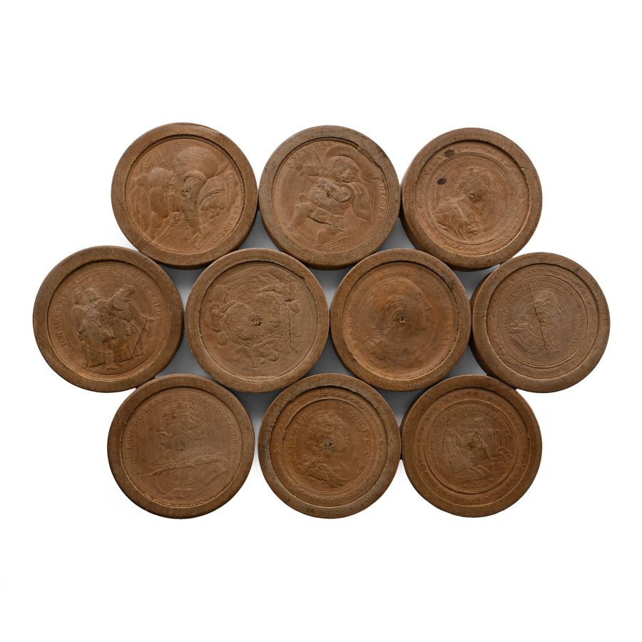 Post Medieval Stained and Natural Wooden Gaming Pieces