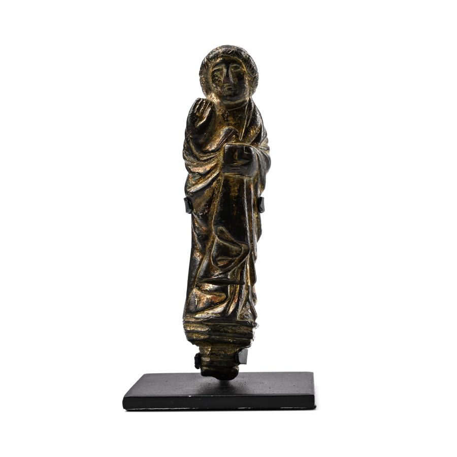 Medieval Gilt Bronze Figure of Saint John the Evangelist