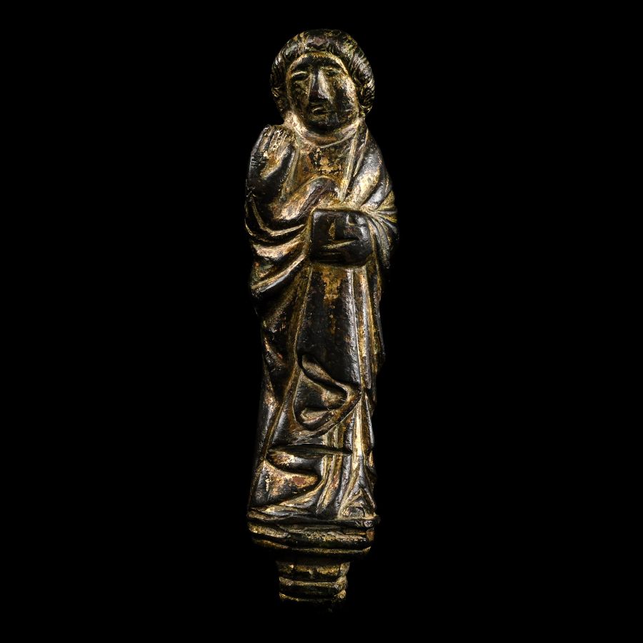 Medieval Gilt Bronze Figure of Saint John the Evangelist