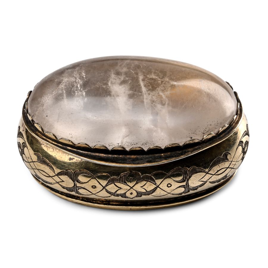 Post Medieval Engraved Silver-Gilt Rock Crystal Set Box