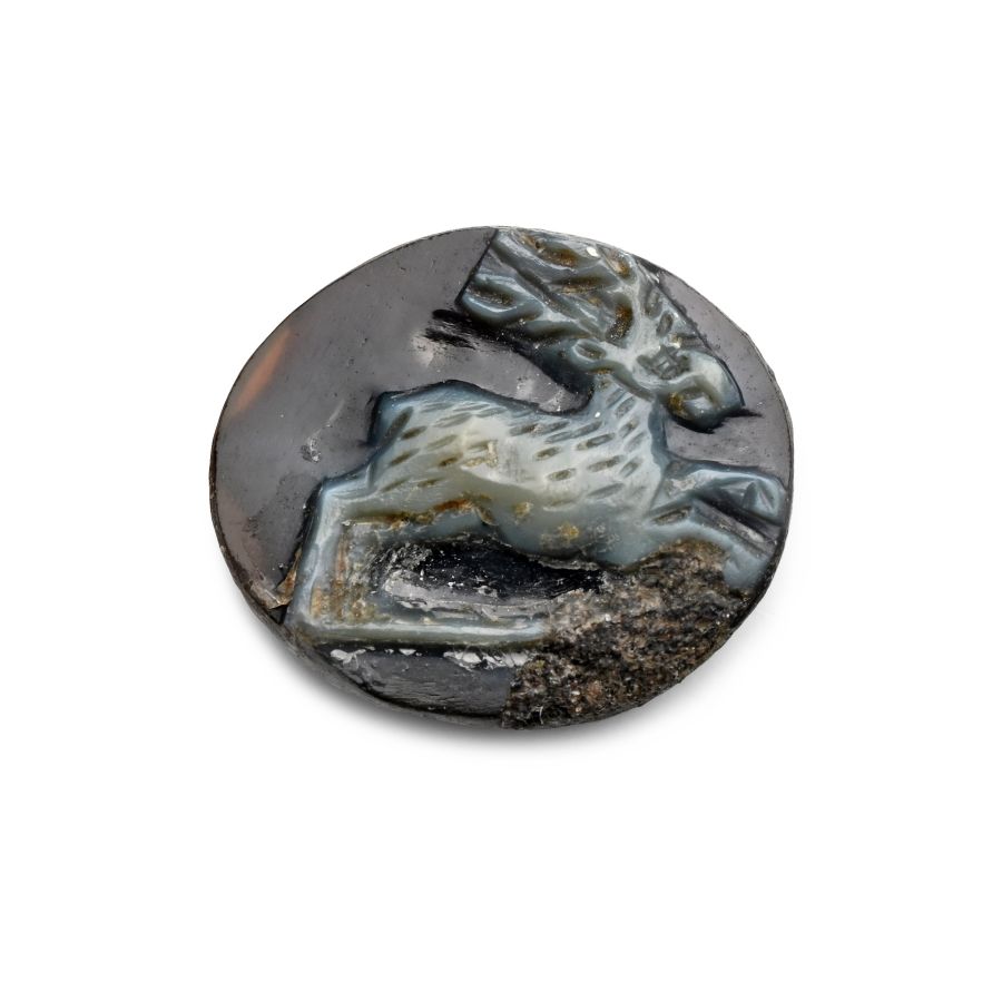 Roman Sardonyx Cameo of a Leaping Stag
