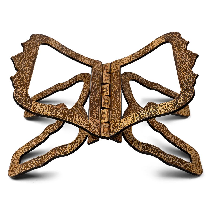 Koftgari Brass Inlaid Iron Quran Stand