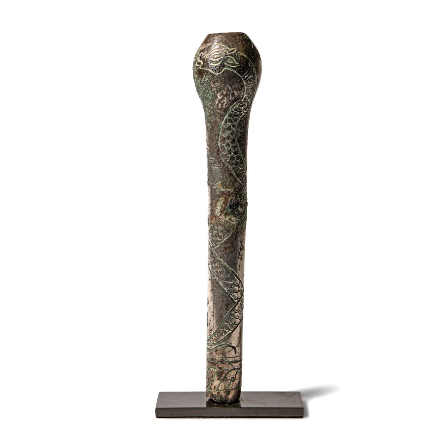Bactrian Silver Macehead with Interlaced Dragons