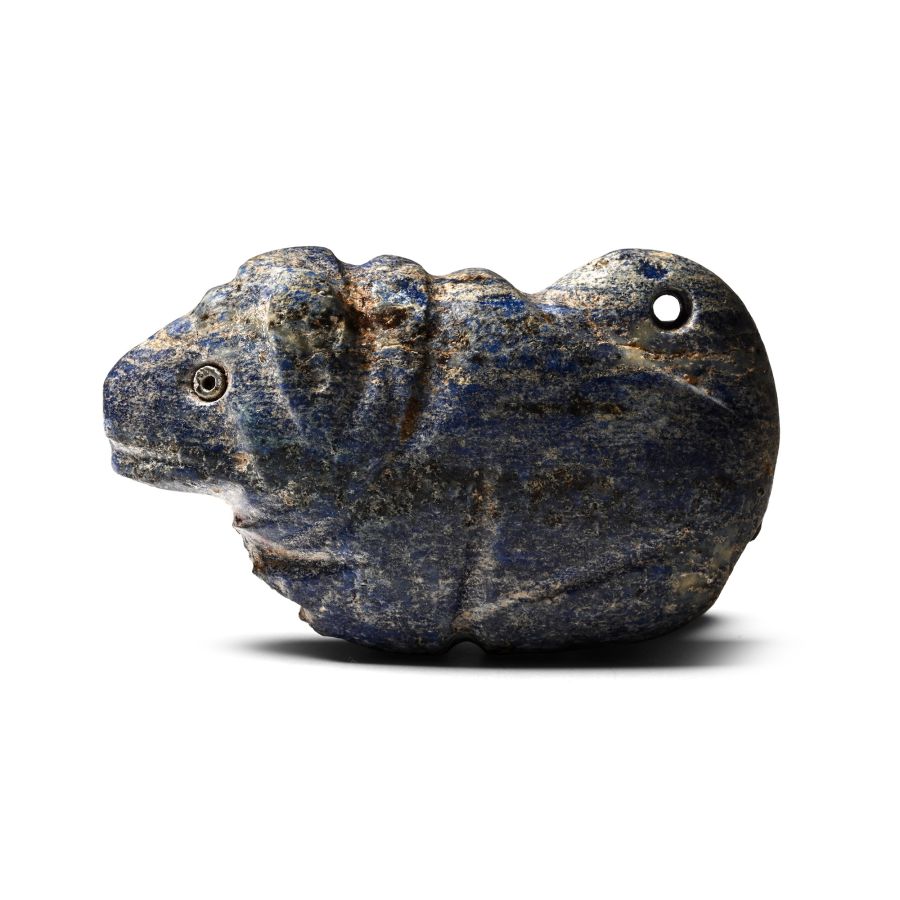 Bactrian Lapis Lazuli Recumbent Bull with Inlaid Eyes