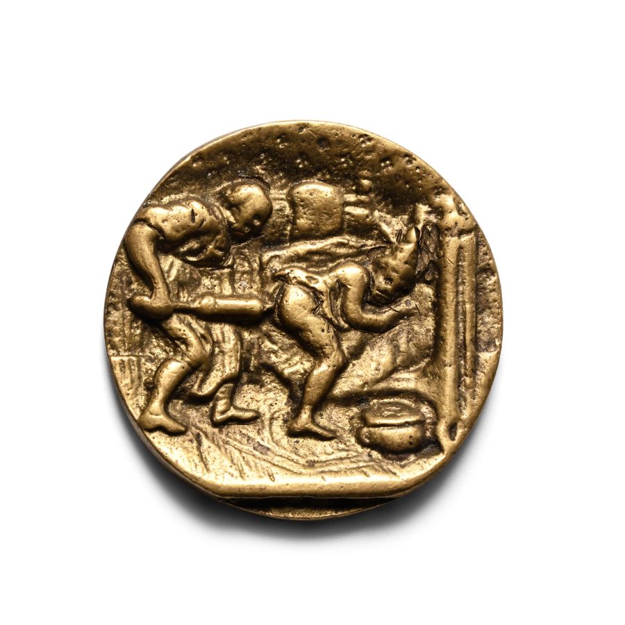 Dutch Erotic Bronze Box Inlay
