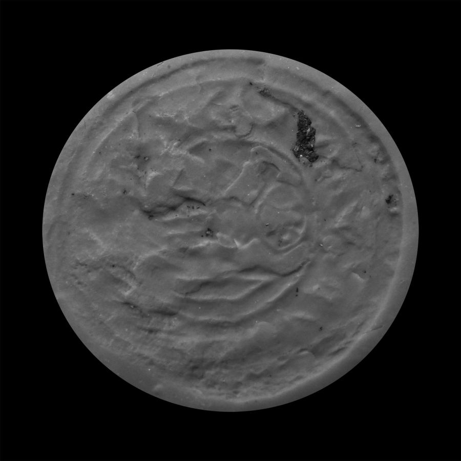 Hittite Silvered Bronze Domed Stamp Seal with Hieroglyphs