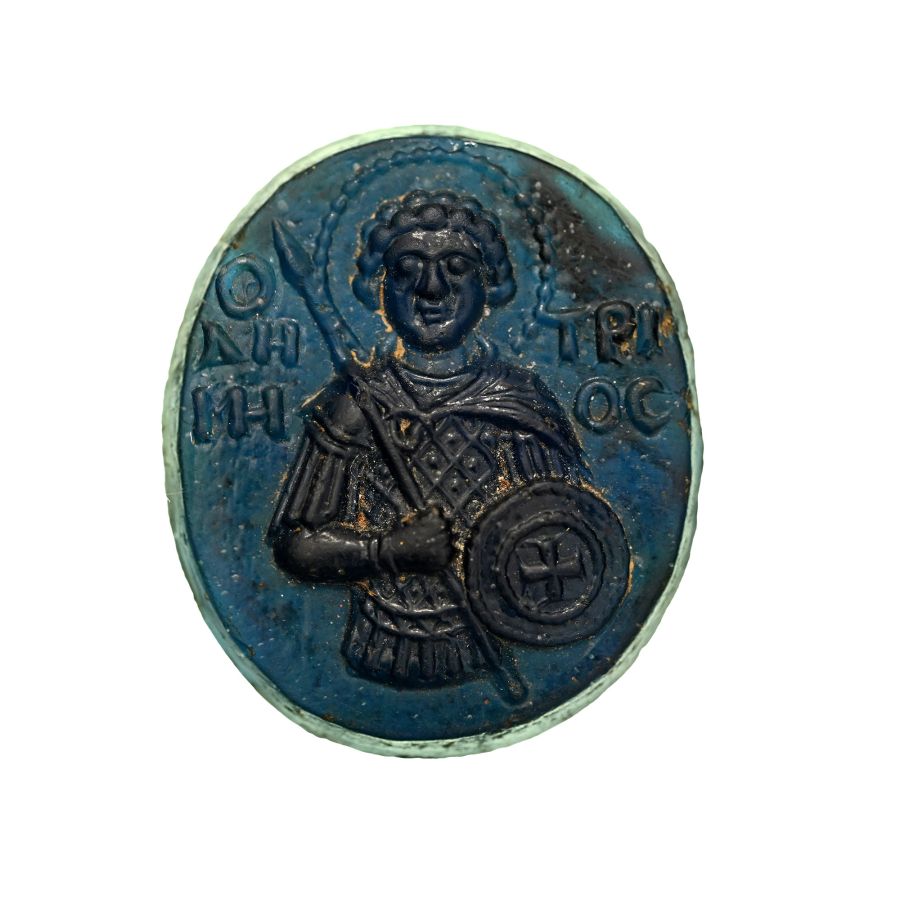 Post-Classical Glass Paste Cameo of Saint Demetrius