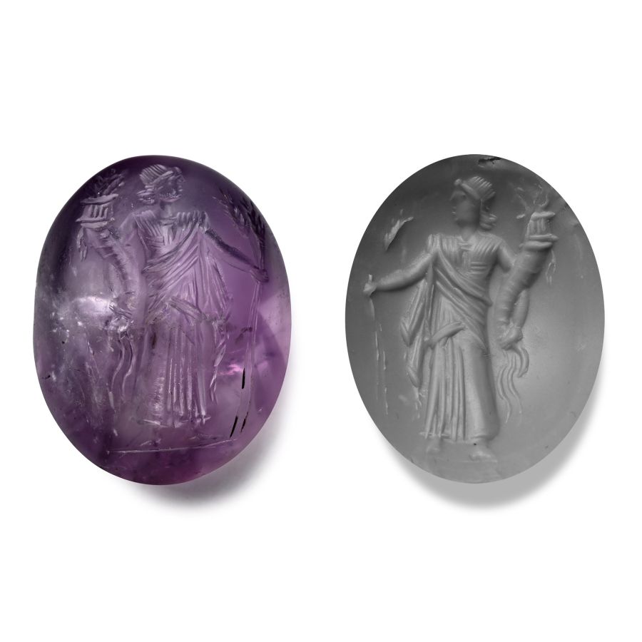 Post-Classical Amethyst Gemstone of the Roman Goddess Fortuna