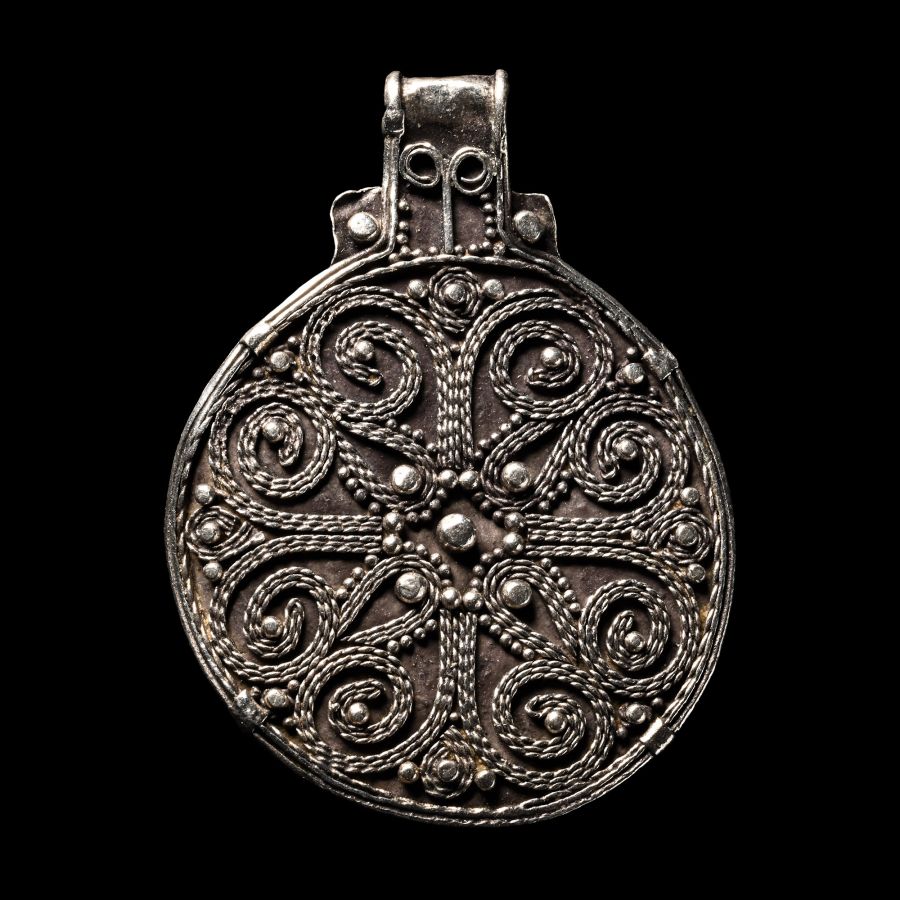 Viking Age Silver Filigree Pendant with Scroll Cross