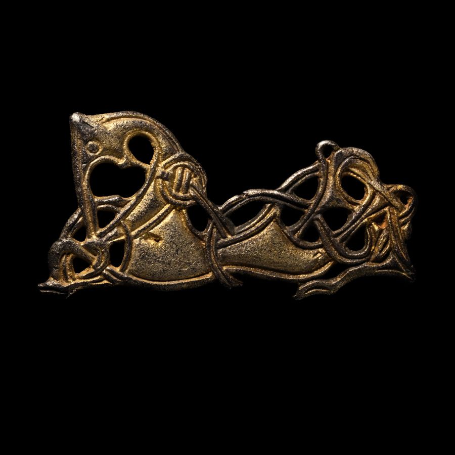 Scandinavian Viking Silver-Gilt Oseberg Style Brooch