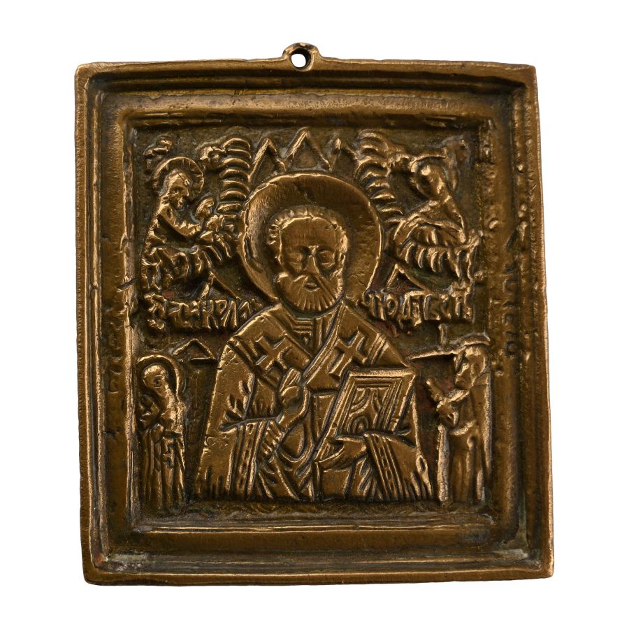 Eastern European Saint Nicholas Bronze Icon