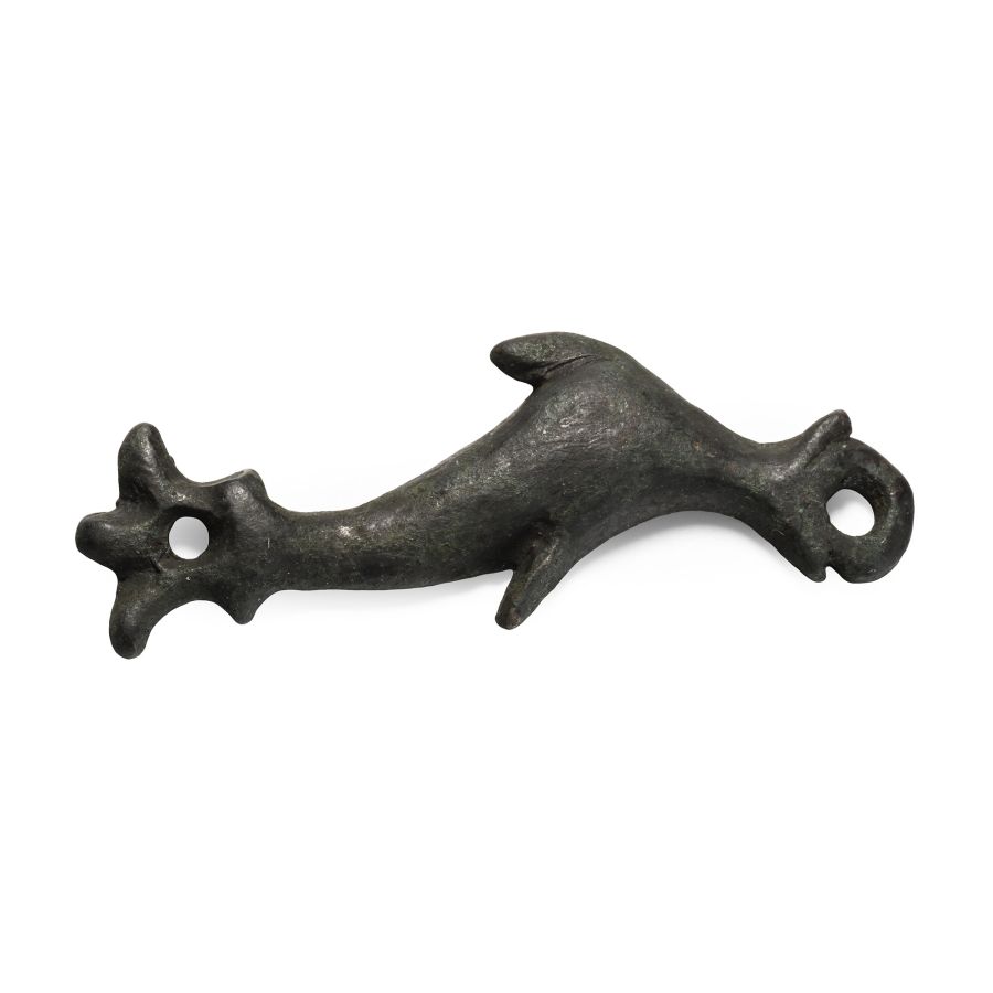 Roman Bronze Dolphin Mount