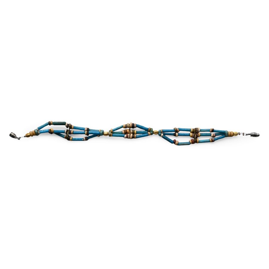 Egyptian Faience and Gold Bead Bracelet