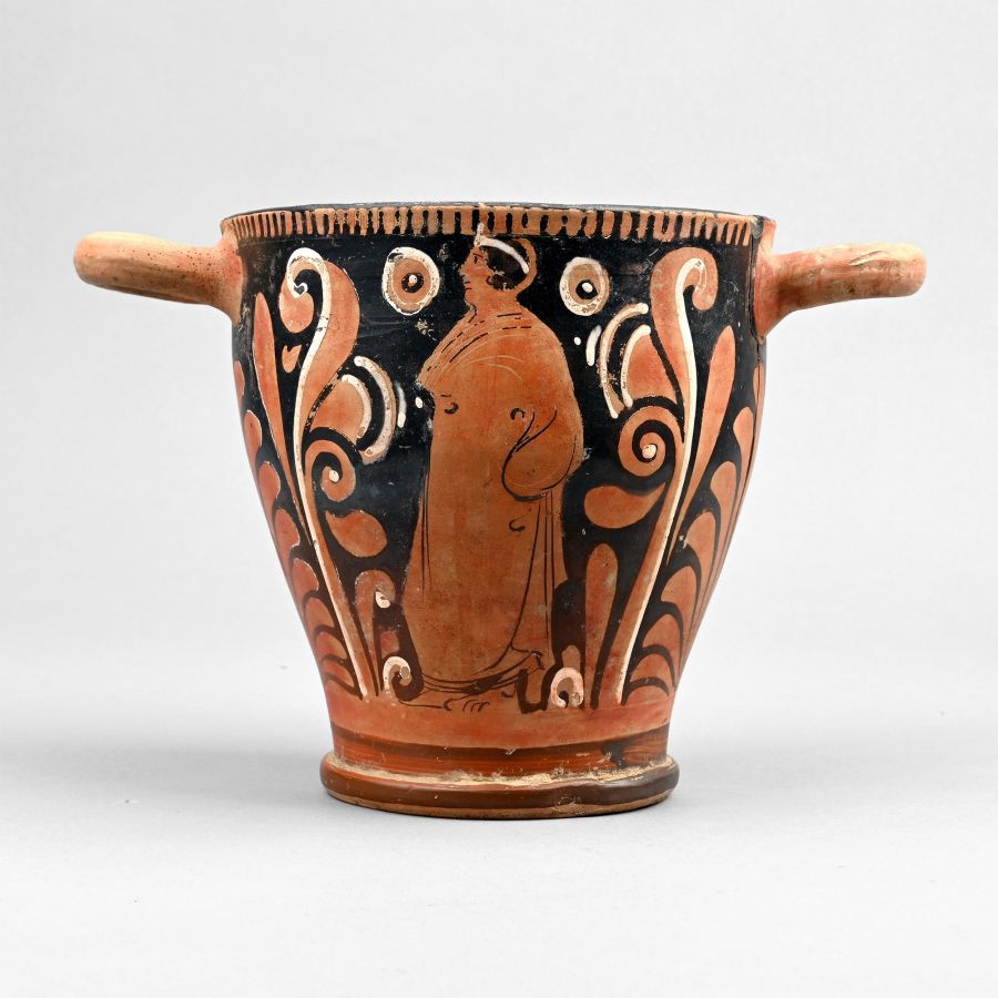 Large Greek Red-Figure Skyphos with Lady of Fashion