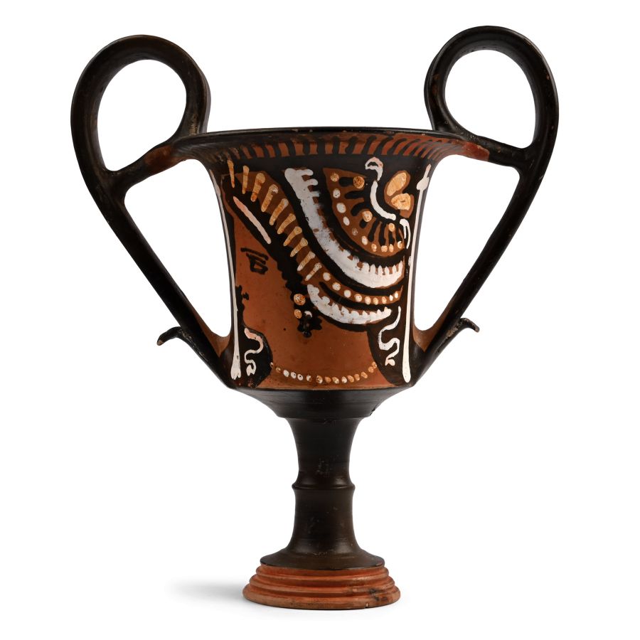 Greek Red-Figure Kantharos with Lady of Fashion