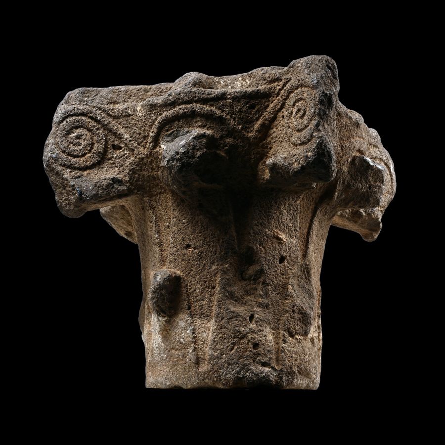 Large Medieval Crusader Period Carved Basalt Capital