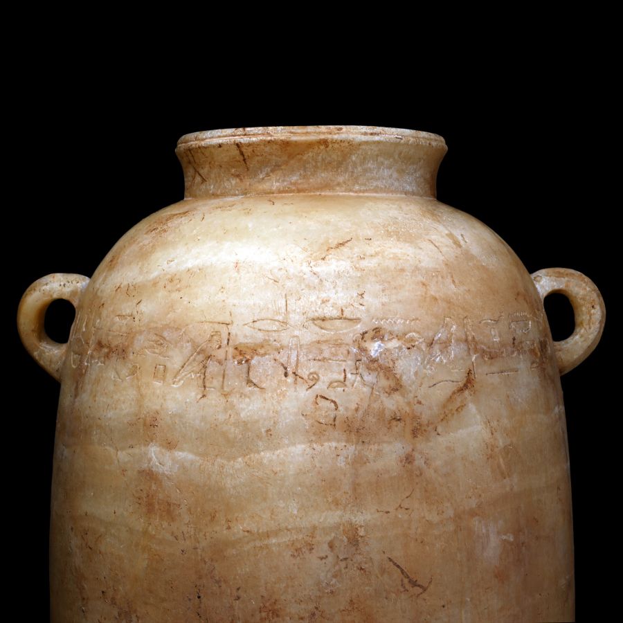 Large Phoenician Alabaster Alabastron with Hieroglyphic Inscription