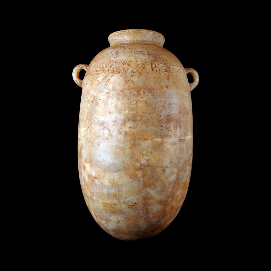 Large Phoenician Alabaster Alabastron with Hieroglyphic Inscription