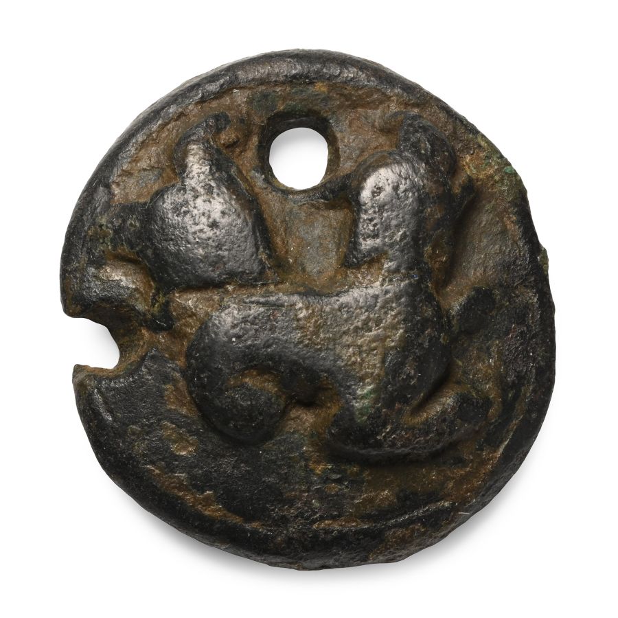 Medieval Heavy Bronze Roundel with Dog