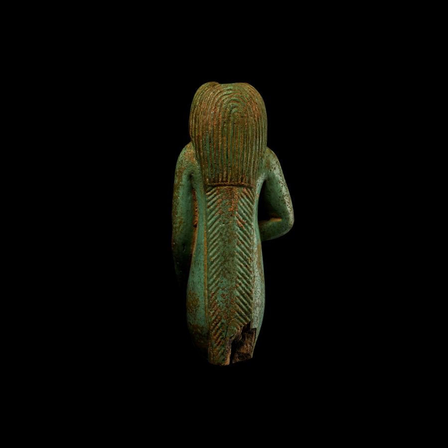 Large Egyptian Blue Faience Taweret Vessel