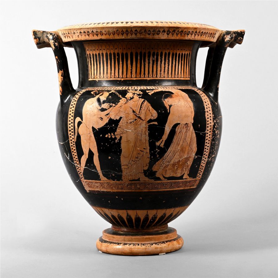 Greek Red-Figure Column Krater with Bull and Rider