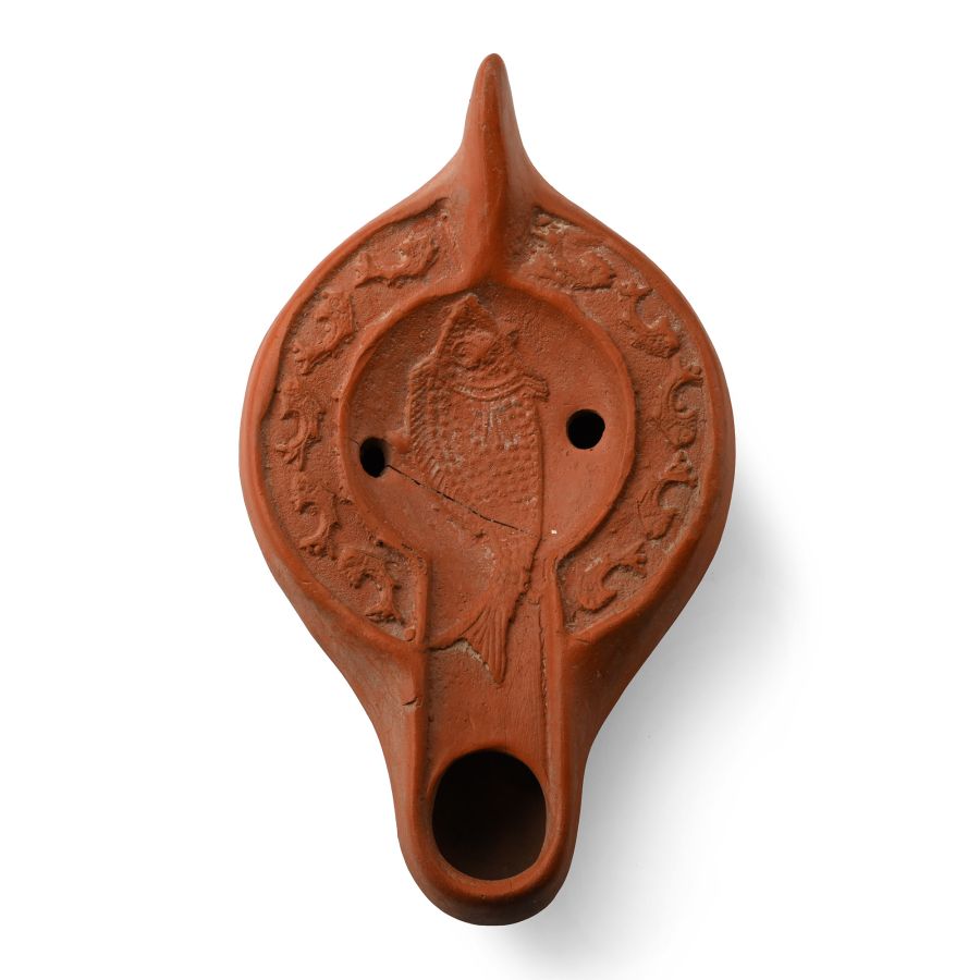 Late Roman Terracotta Lamp with Christian Fish