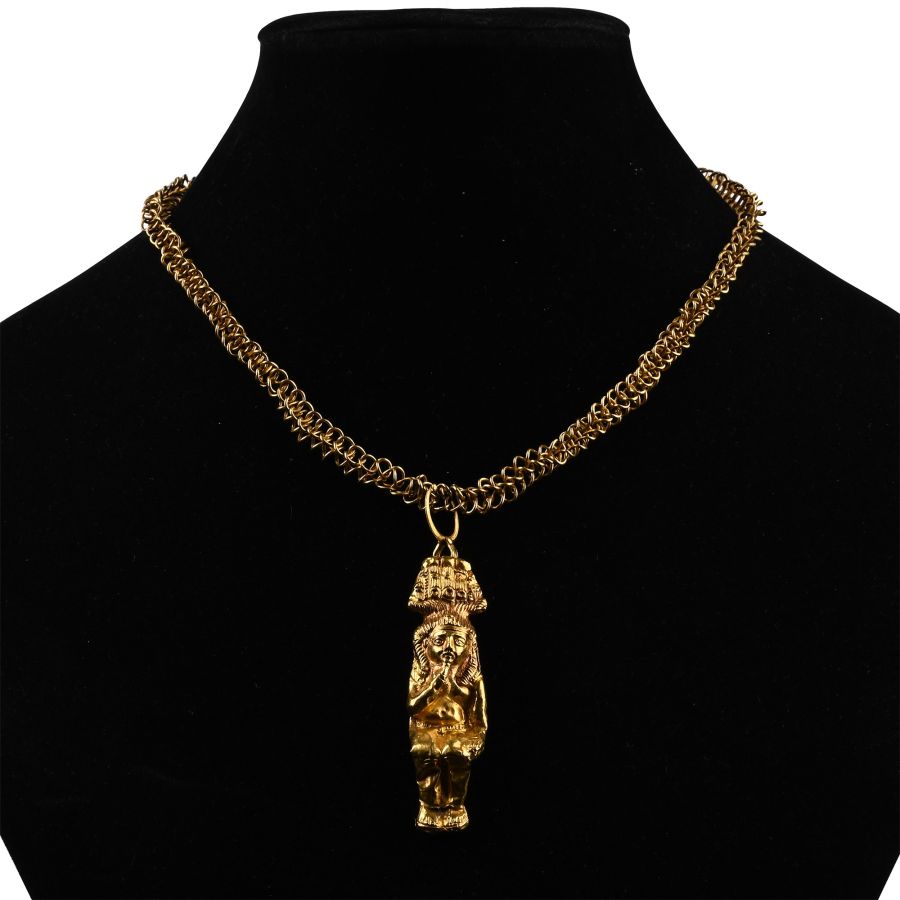 Egyptian Gold Necklace with Harpocrates Pendant