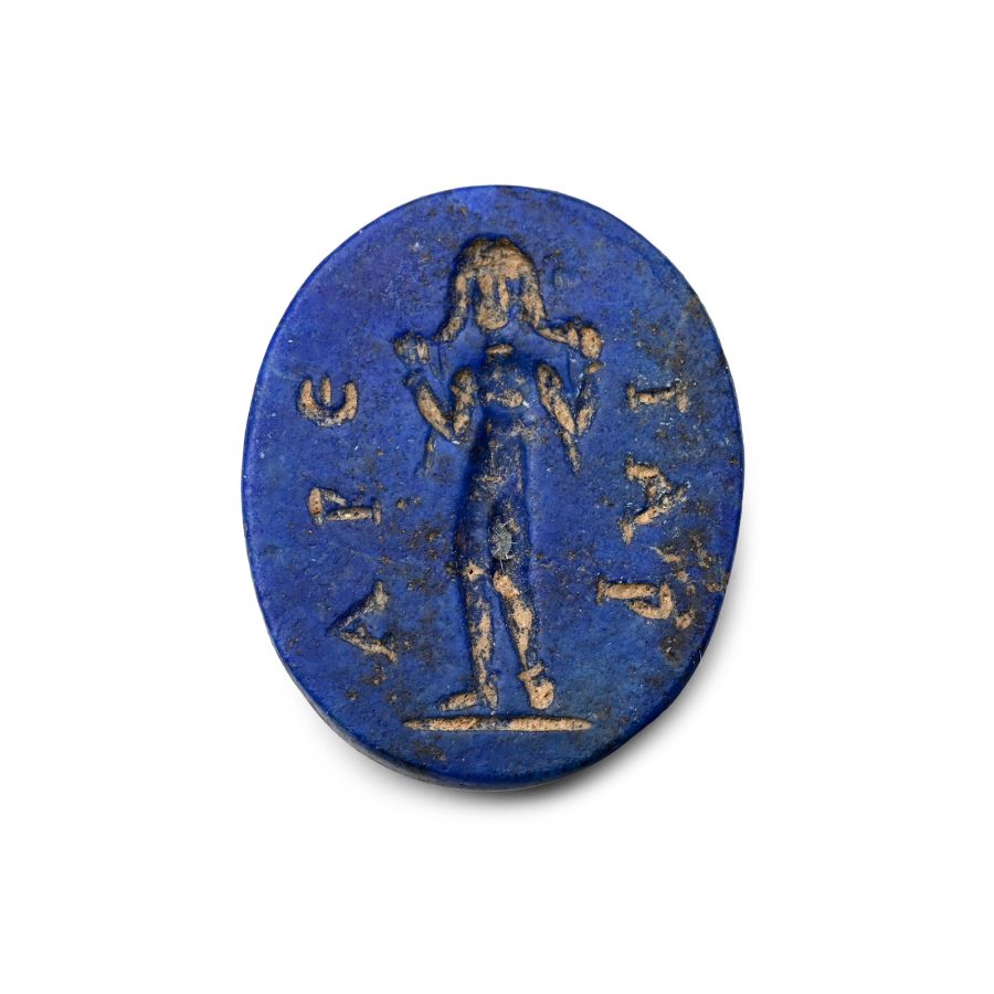 Roman Lapis Lazuli Gnostic Gemstone with Aphrodite Anadyomene