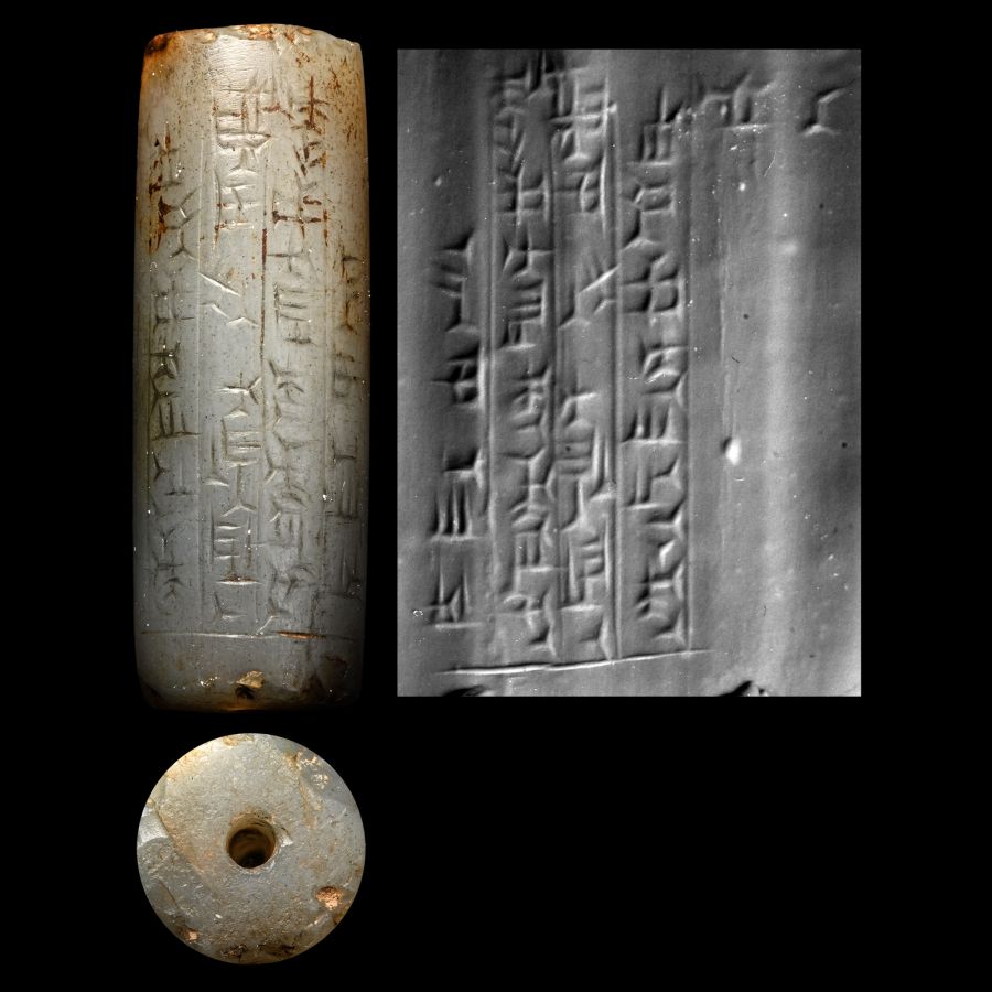 Large Kassite Chalcedony Cylinder Seal for the God Samnuha from Samsanu