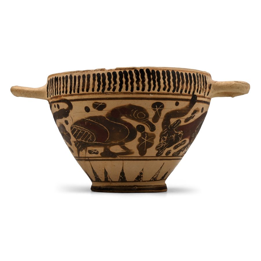 Greek White-Ground Kotyle with Panther, Goat and Swan