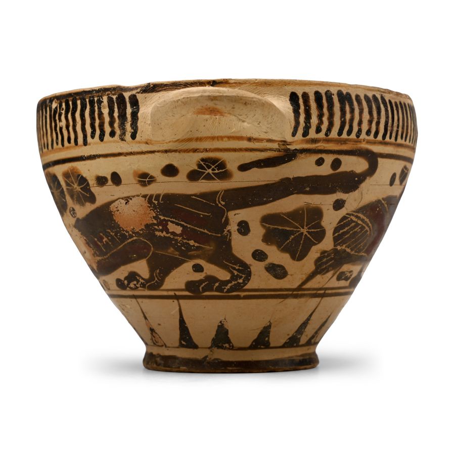 Greek White-Ground Kotyle with Panther, Goat and Swan